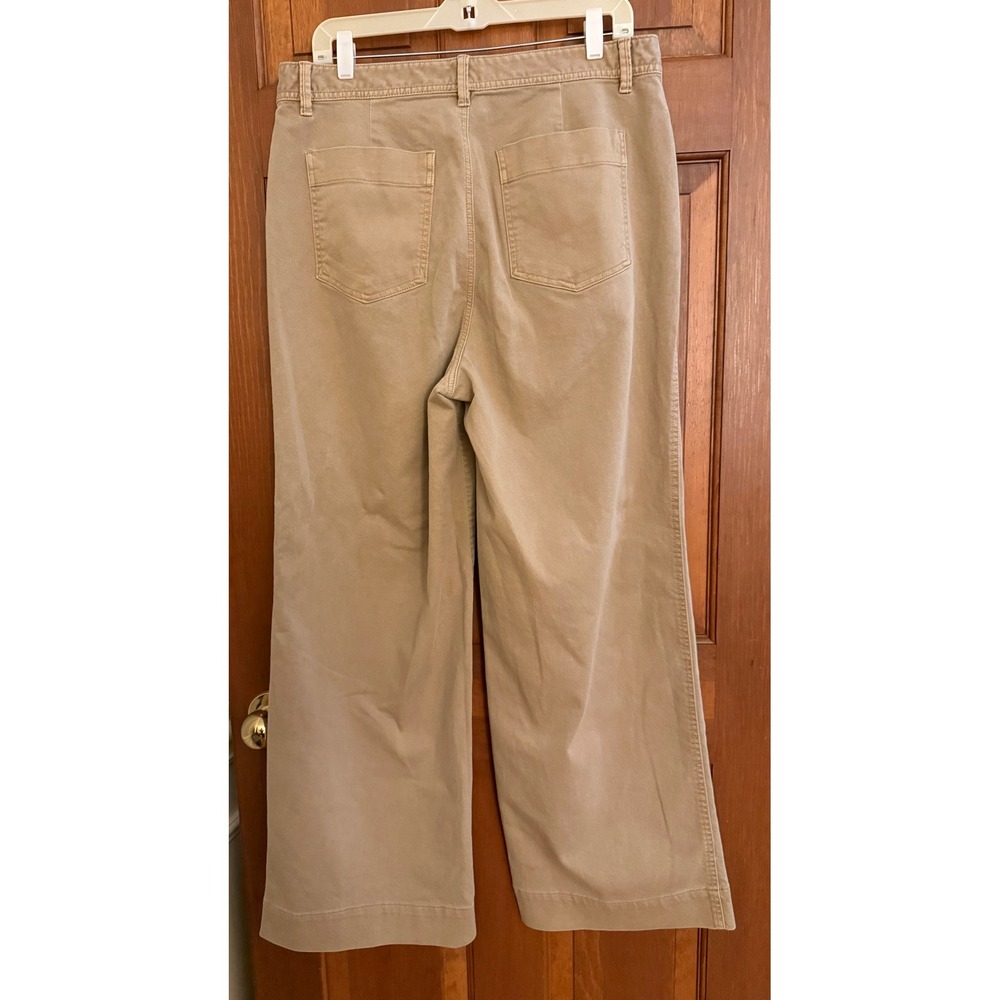 Gap Jeans High-Rise Wide-Leg Crop Womens 14 Tall Tan Distressed Denim Stretch - Picture 3 of 11